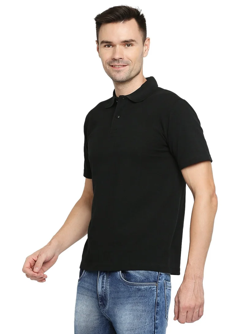 BYC MEN'S COTTON POLO T-SHIRT - BLACK